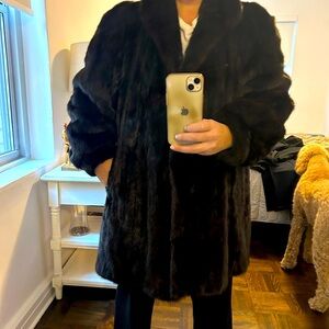Authentic brown mink fur coat